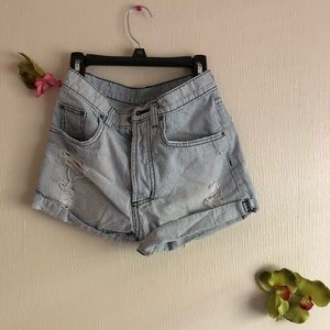 STRIPED JEAN SHORTS